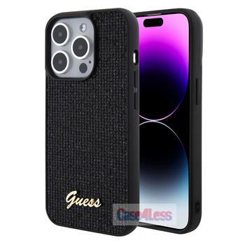 Guess PU Square Mirror Script Logo Case for iPhone 15 Pro Max 6.7" , Black