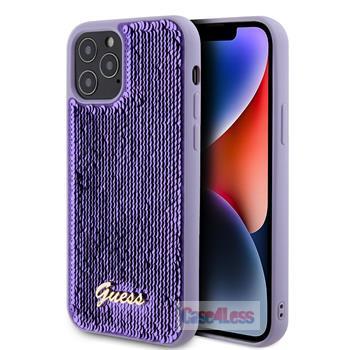 Guess Sequin Script Logo Case for iPhone 12/12 Pro Purple