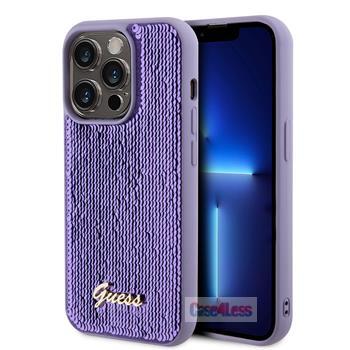 Guess Sequin Script Logo Case for iPhone 14 Pro Purple