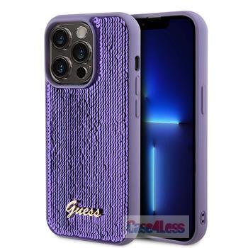 Guess Sequin Script Logo Case for iPhone 14 Pro Max Purple