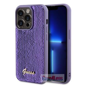 Guess Sequin Script Logo Case for iPhone 15 Pro Purple